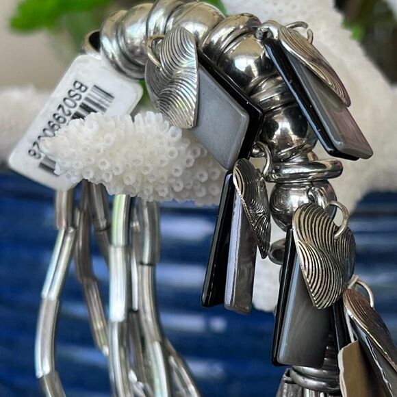 Silver Black and Silver Charms Erica Lyons Fashion Bracelet $16ea / 3 for $25 - Picture 3 of 8